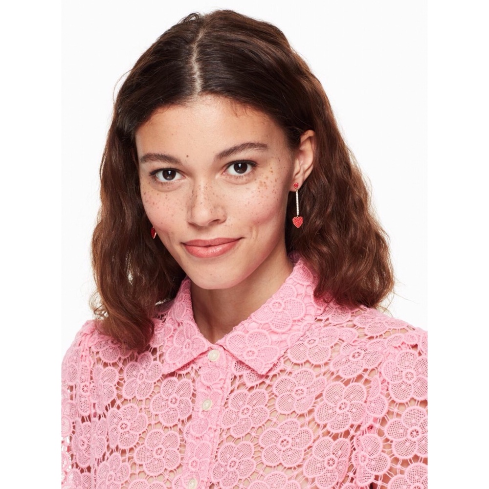 KATE SPADE • Yours Truly Heart to Heart Earrings - Picture 2 of 4